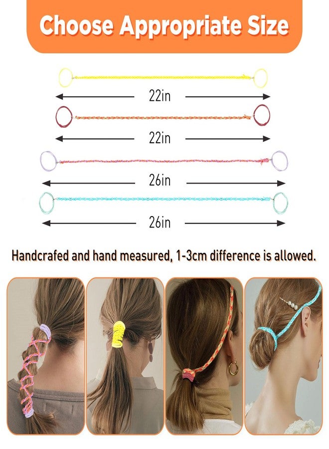 TBUKEOM Sport Hair Ties, 4 Packs Colorful Elastic for Women & Girls, No Damage Ponytail Holders for Fine Thin Long Curly Hair, Stretchy Braided Hair Bands for Sports - Image 2